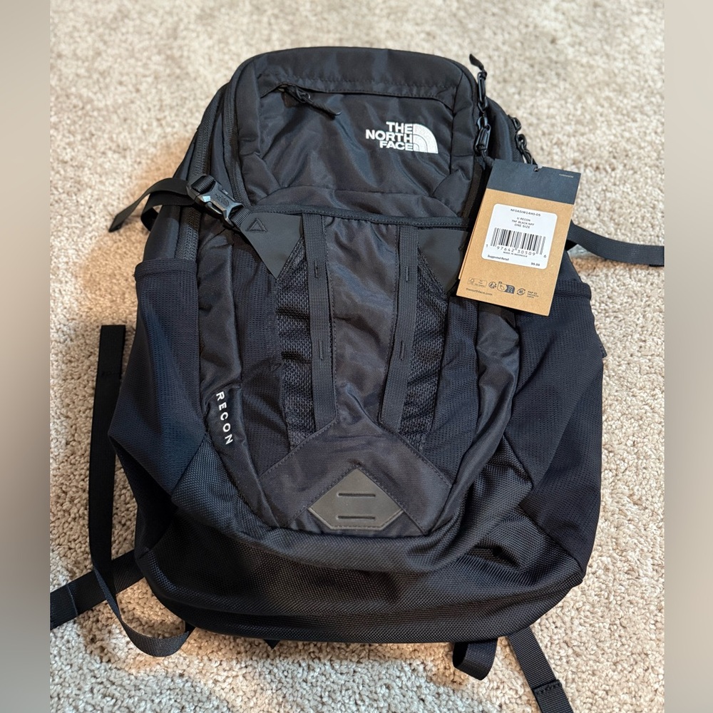 NWT The North Face Unisex Recon Day Travel Hike Student Backpack - Black